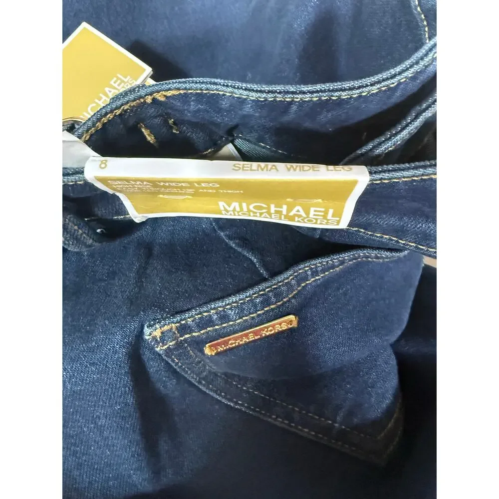 Michael Kors Selma Wide Leg Jeans Women’s 8 Overdyed Indigo Dark Wash NWT $125